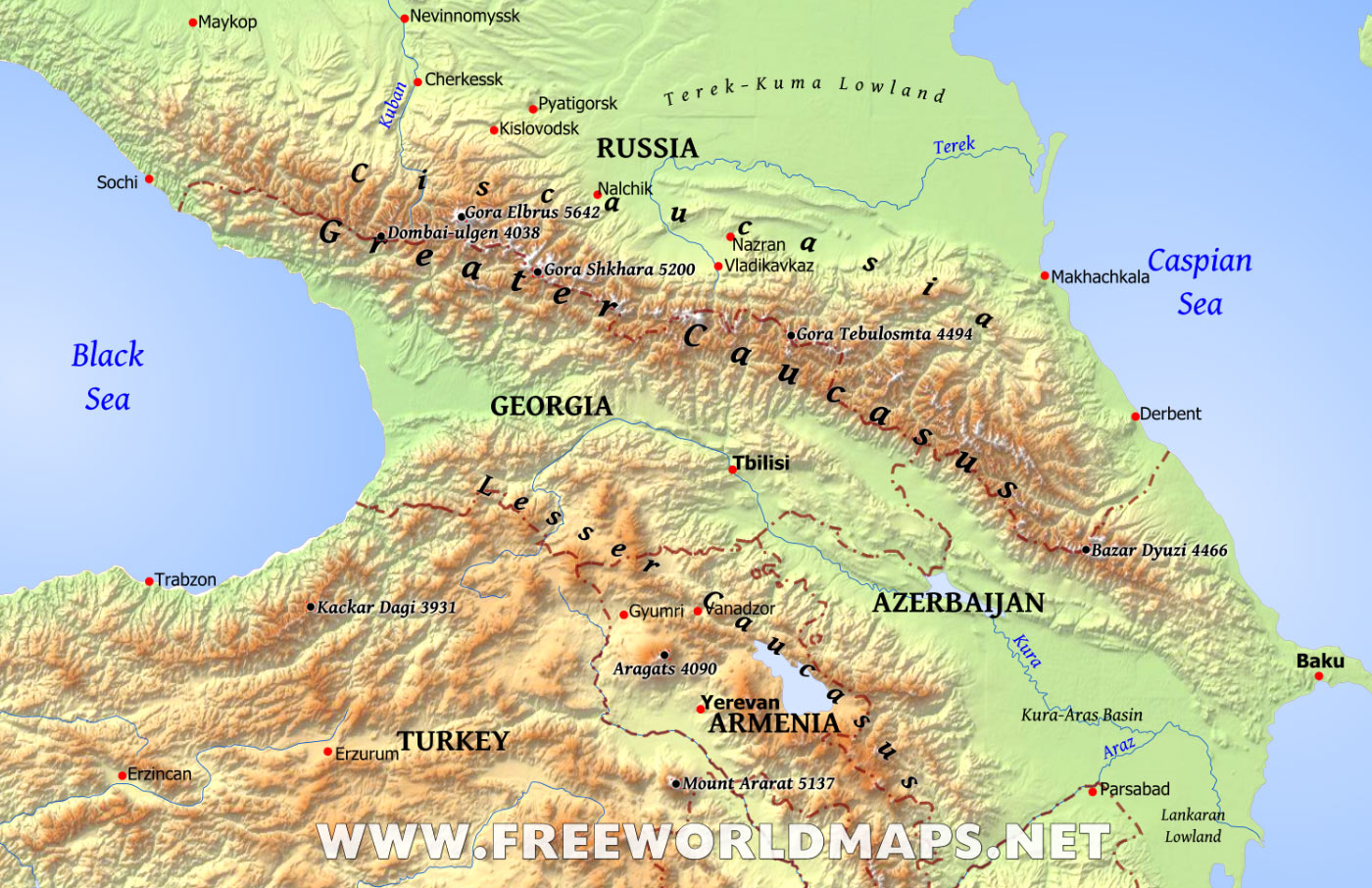 Kauk Zs Our Mountain Memories   Caucasus Mountains Map As Including The Best Maps In The World. 1 